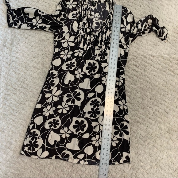 Lucky Brand Hearts and Clovers Black and White Floral Dress Women’s Medium - Picture 10 of 12